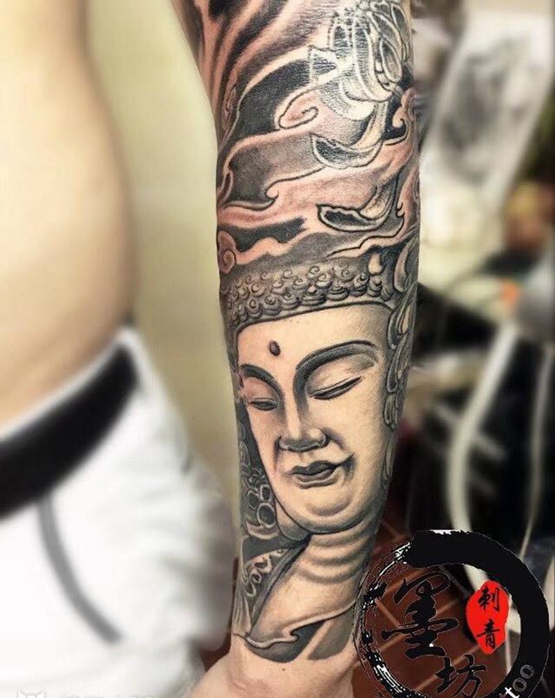佛纹身图片_成品手臂宗教纹身图案