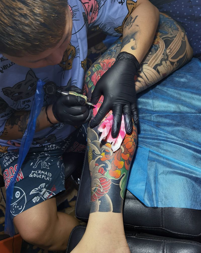 老传统花腿，修改作品纹身图片_脚部老传统纹身图案