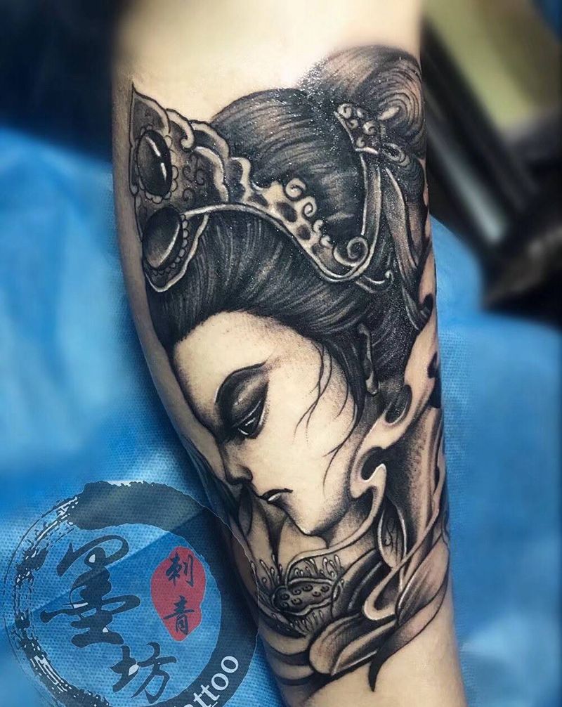 人物纹身图片_成品手臂人物纹身图案