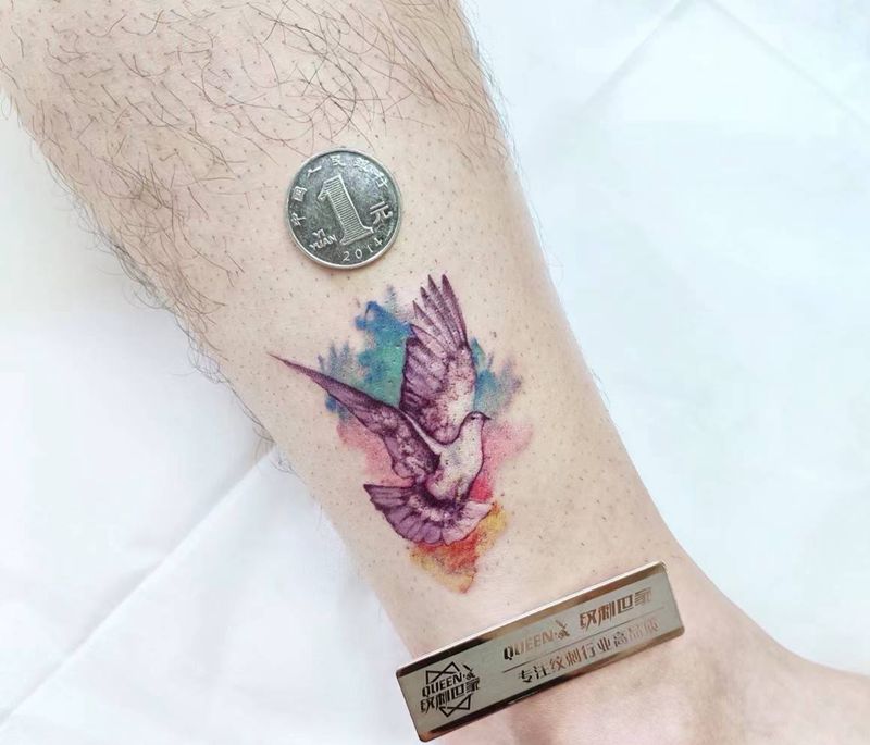 原创作品上身效果图VS原图纹身图片_水彩纹身图案
