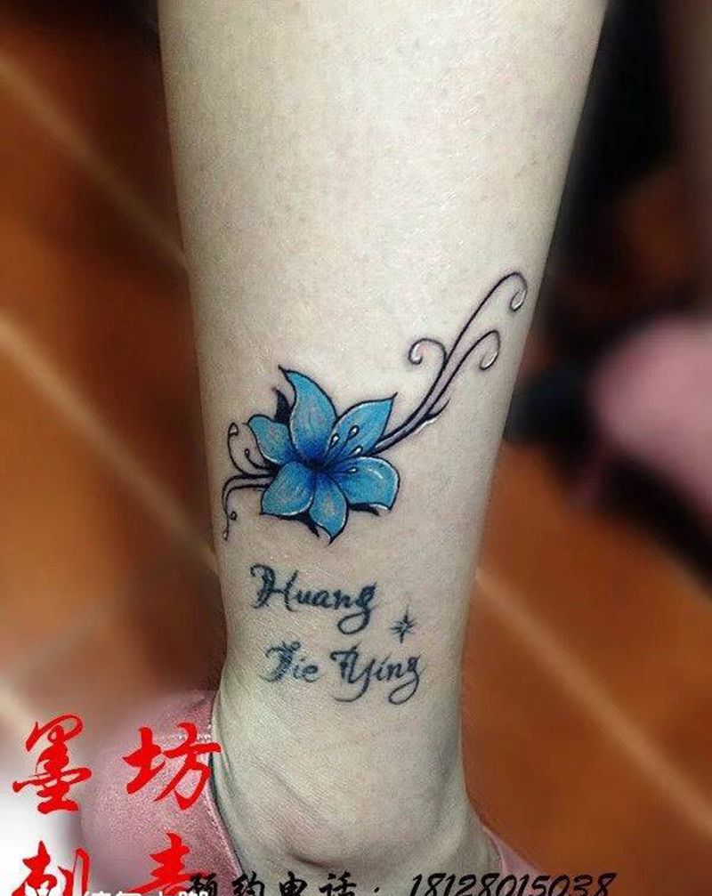 小清新纹身图片_成品腿部清新植物纹身图案