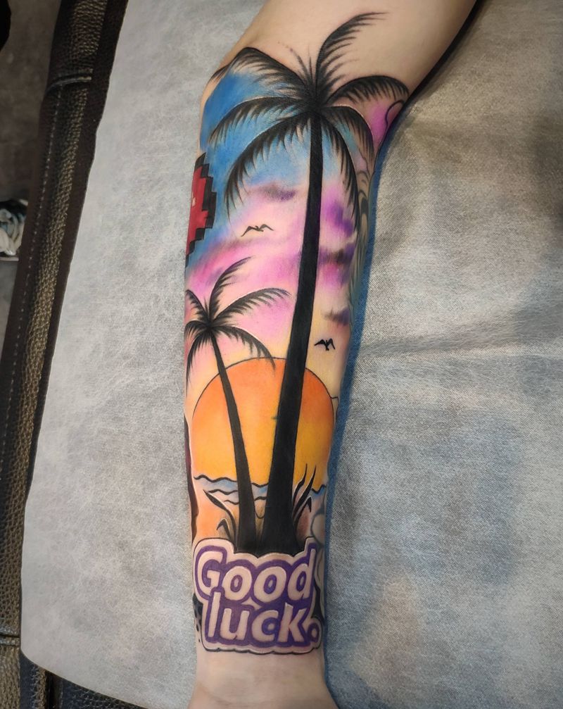 修改遮盖纹身图片_手臂水彩New School纹身图案