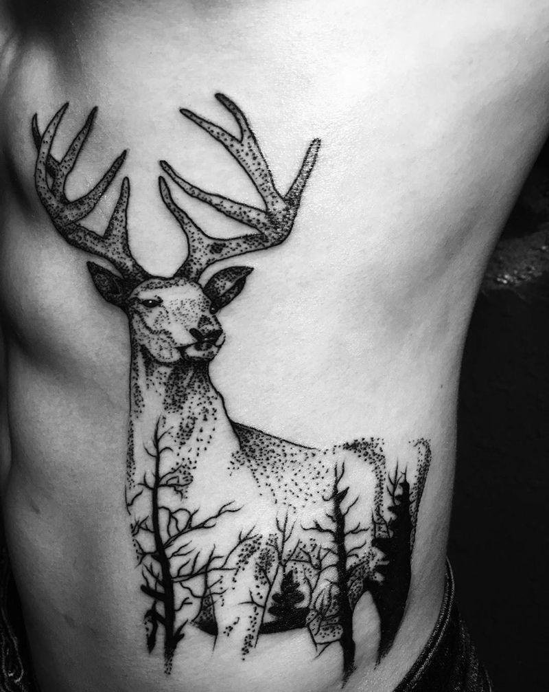 迷了个鹿纹身图片