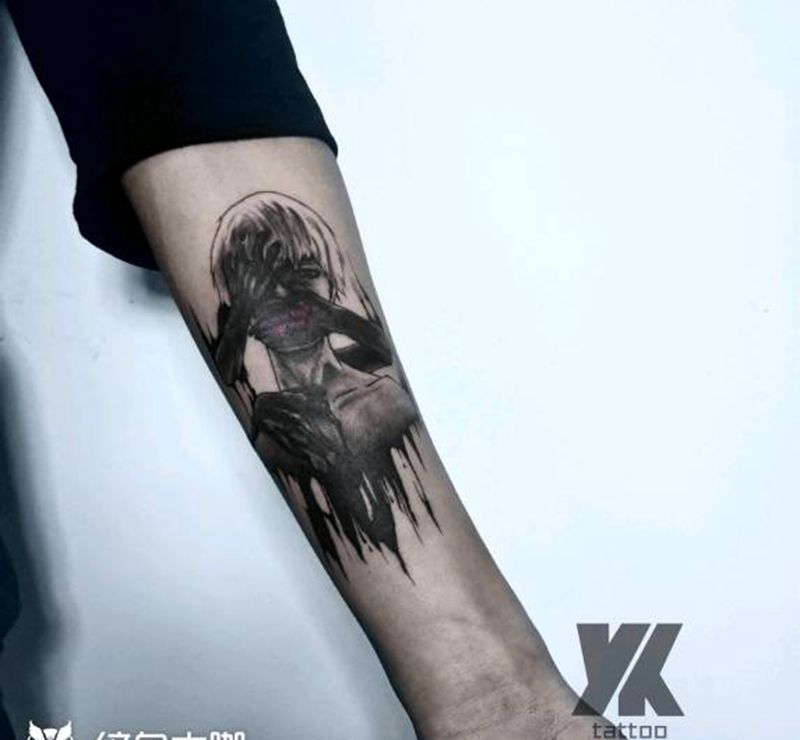 金木研纹身图片_New School水墨东京喰种纹身图案