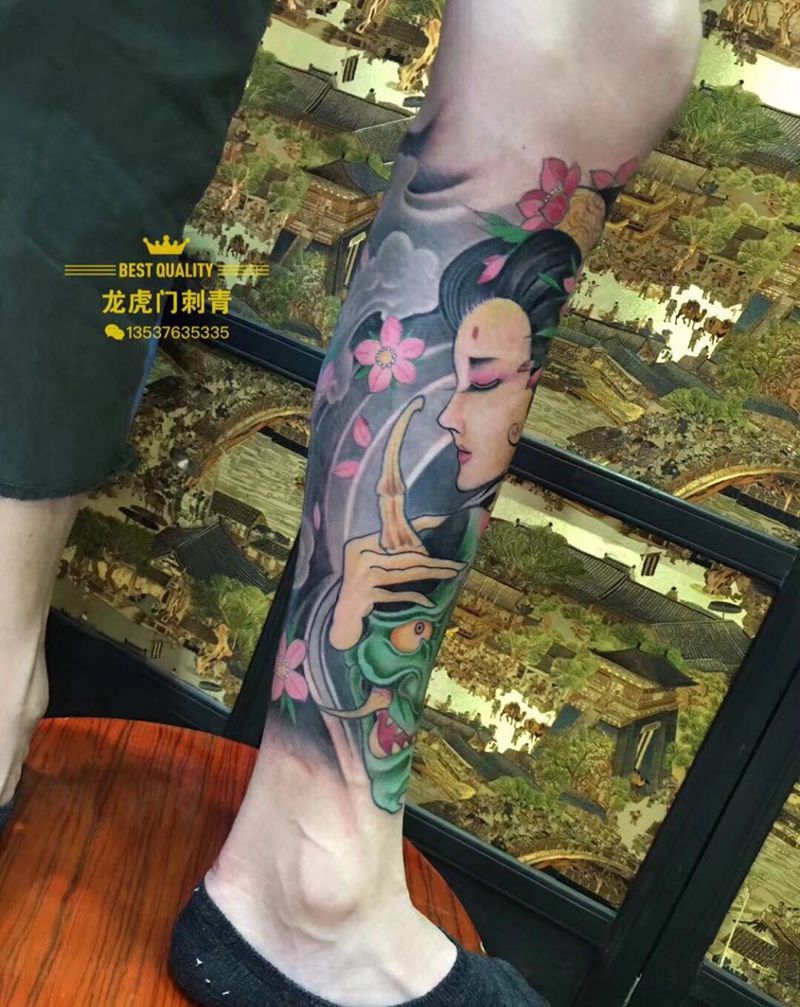 包小腿纹身图片_腿部纹身图案