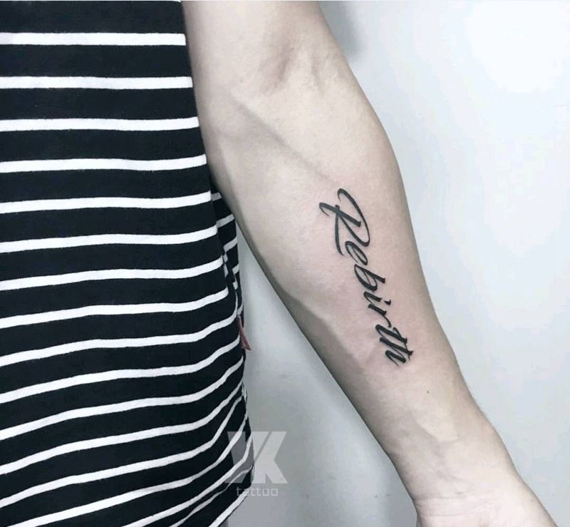 重生Rebirth纹身图片_手臂字体纹身图案