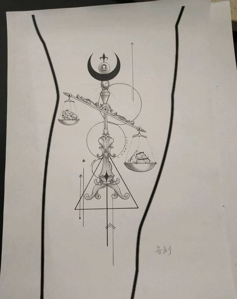 失恋后迷失方向的天秤座纹身图片