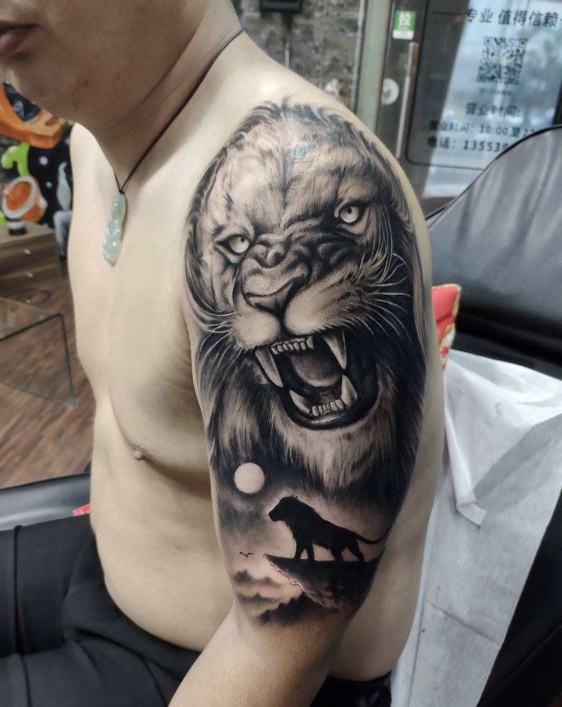 狮子王Ⅲ纹身图片_手臂欧美写实纹身图案