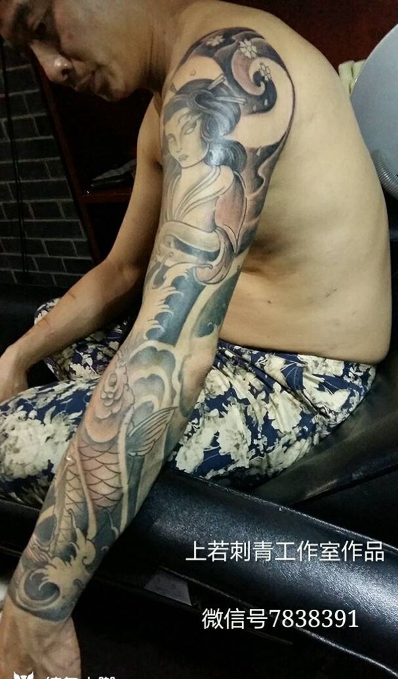 传统花臂纹身图片_手臂传统鬼神纹身图案