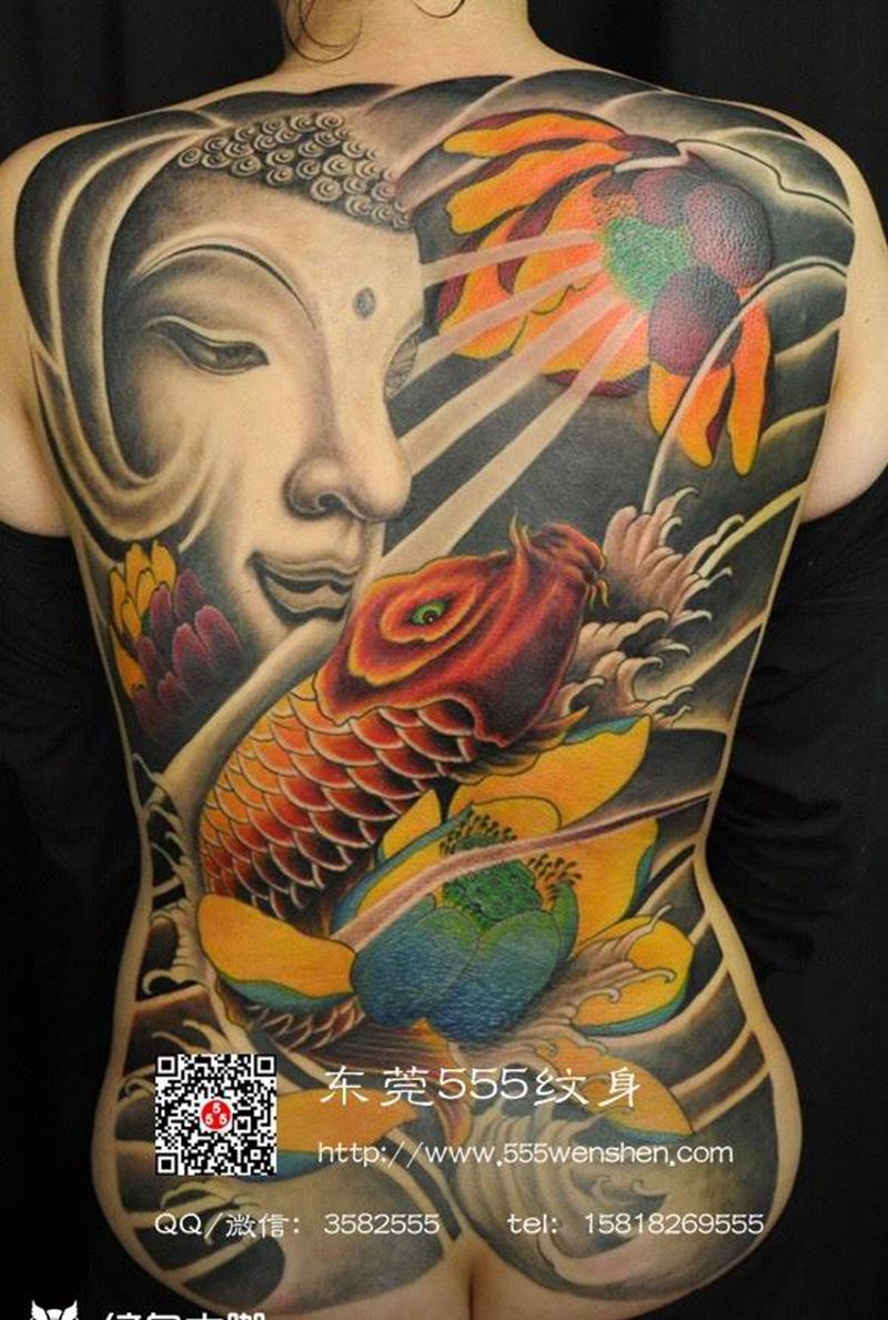 吉祥如意纹身图片_广州东莞深圳宗教原创肖像传统成品手稿背部纹身图案