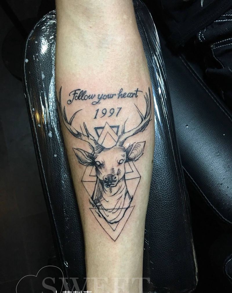 鹿系列纹身图片