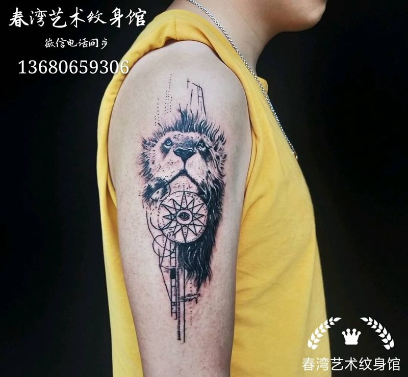 狮子纹身图片_手臂纹身图案