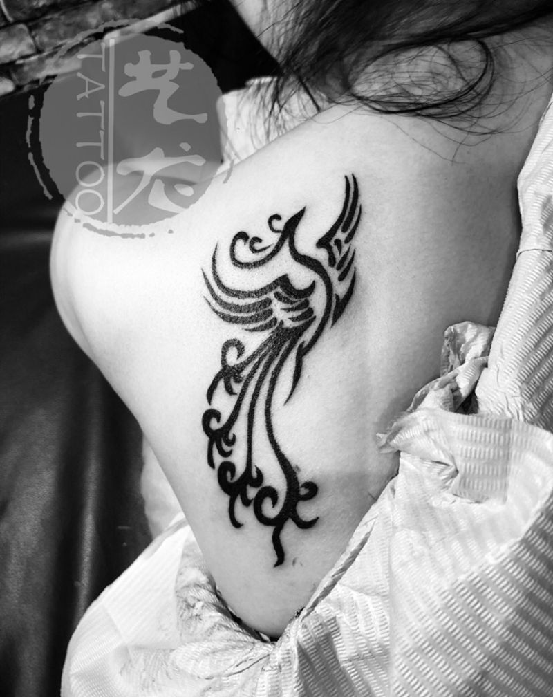 凤凰图腾纹身图片_背部图腾纹身图案