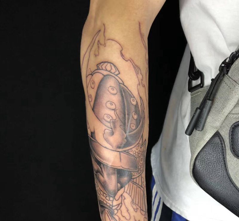 武士纹身图片_手臂传统武士纹身图案