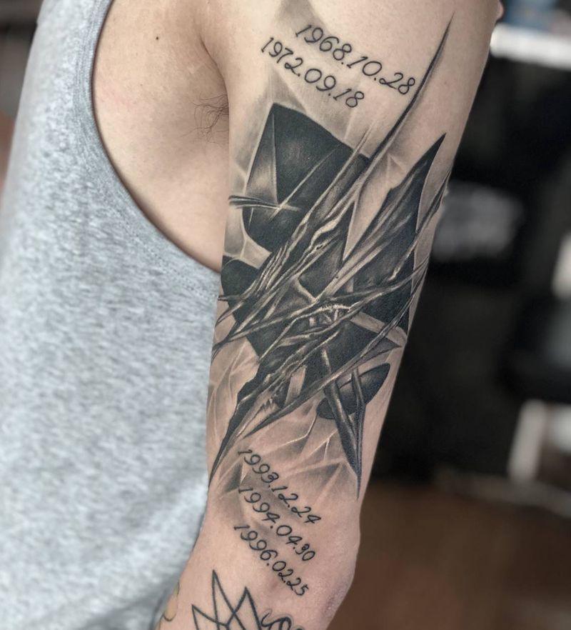 黑灰纹身图片_手臂欧美写实恢复纹身图案