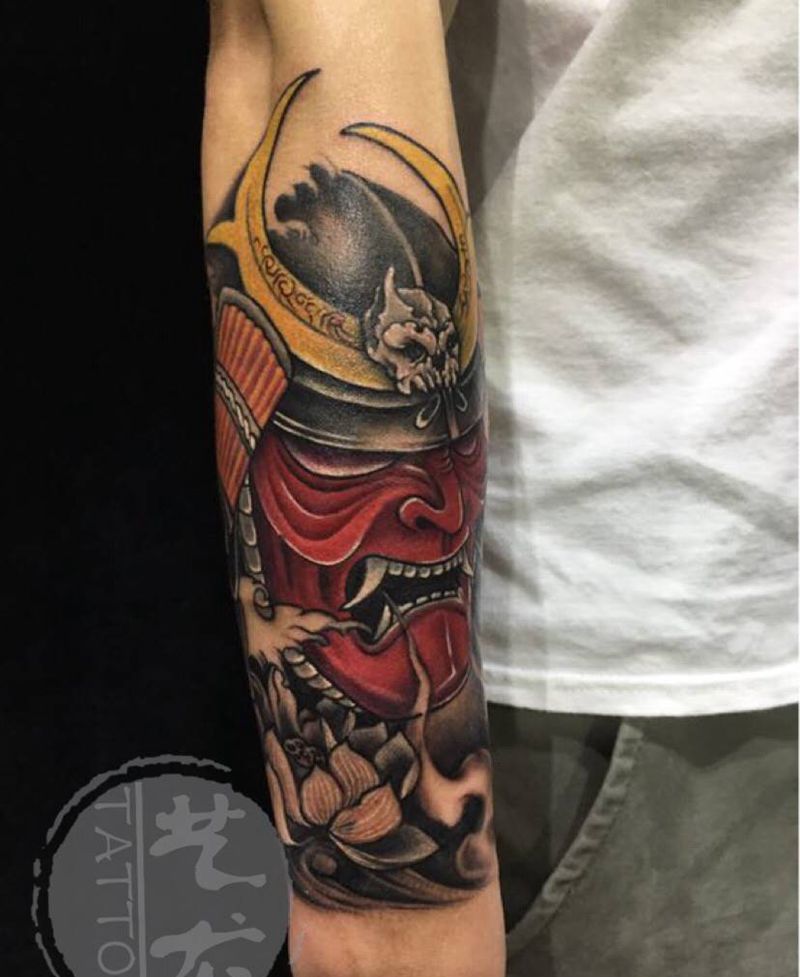 鬼武士纹身图片_手臂纹身图案