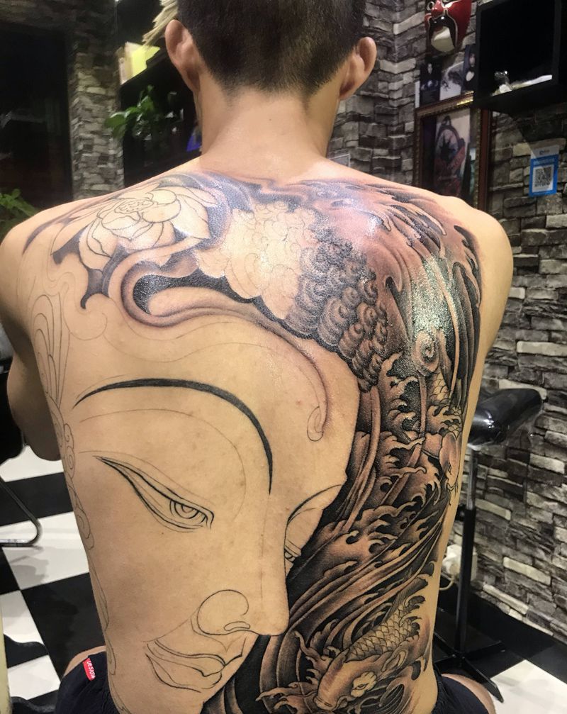 佛（未完待续）纹身图片_背部新传统纹身图案