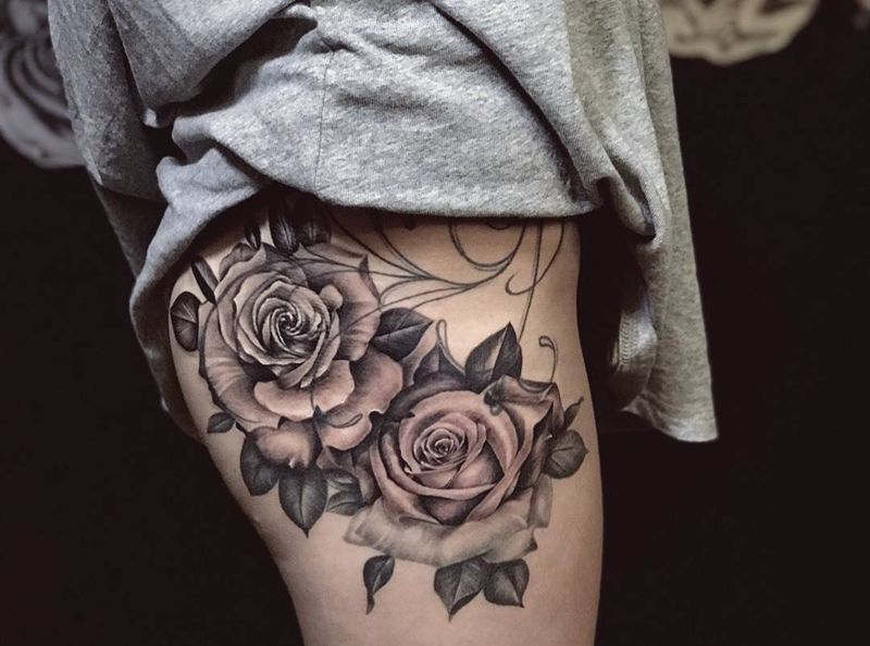 融合纹身图片_腰部臀部欧美写实纹身图案