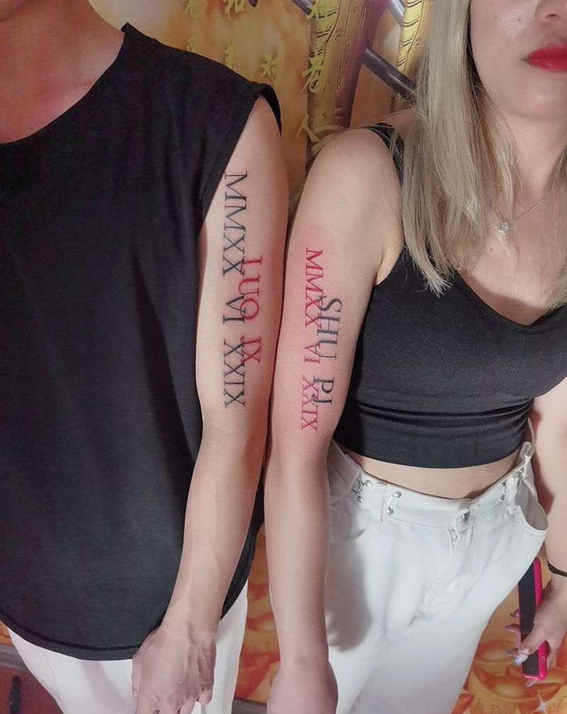 情侣图纹身图片_手臂新传统纹身图案