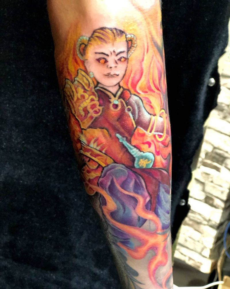 火烧熊孩子纹身图片