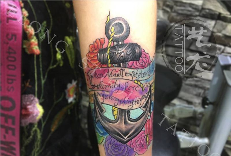 泼墨～船⚓️纹身图片_成品手部清新静物原创纹身图案