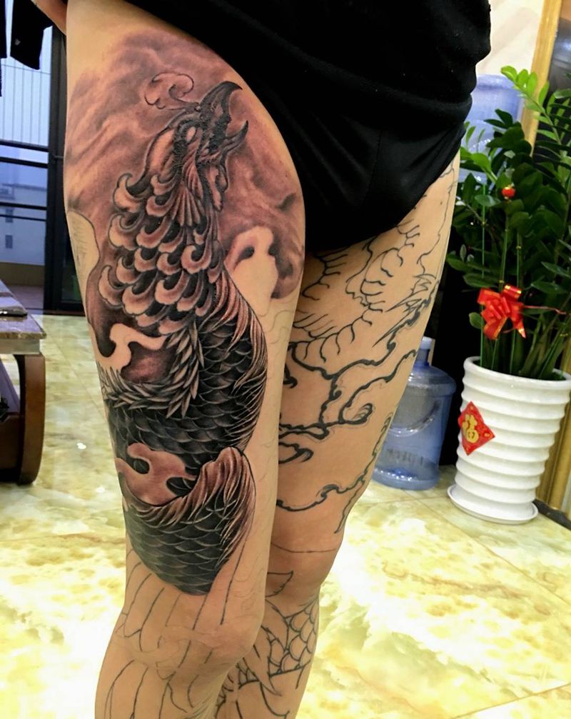 凰腿（未完待续）纹身图片