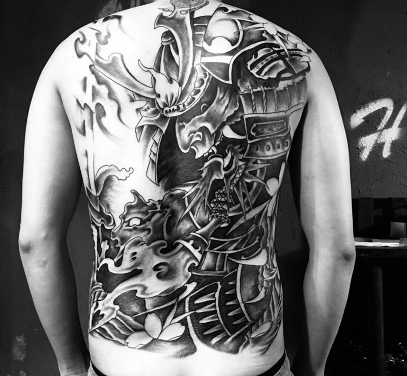 鬼武士纹身图片