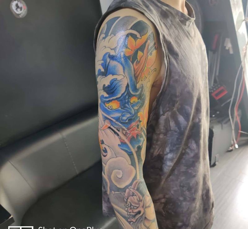 花臂未完成纹身图片_新传统纹身图案