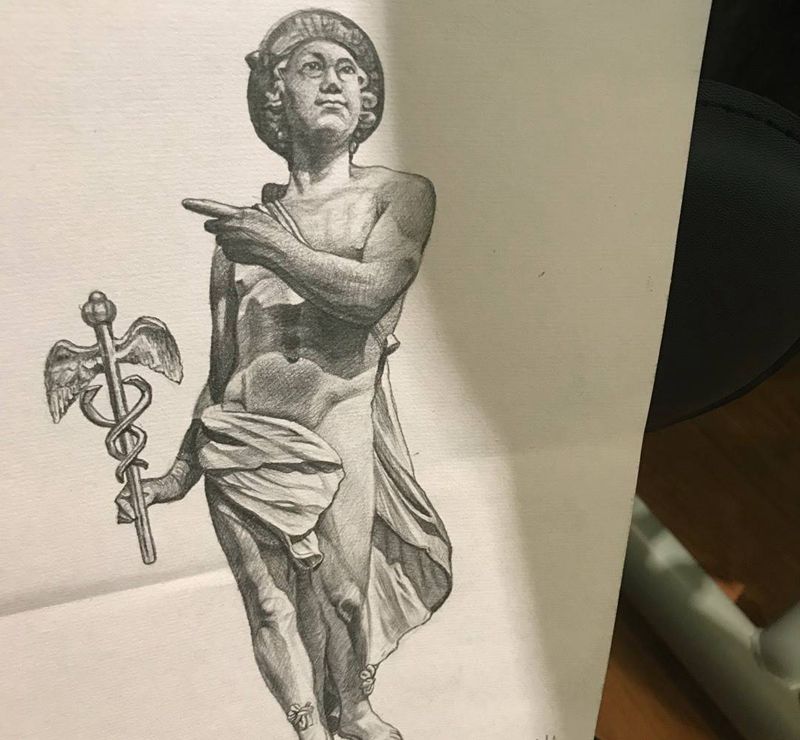 赫耳墨斯纹身图片