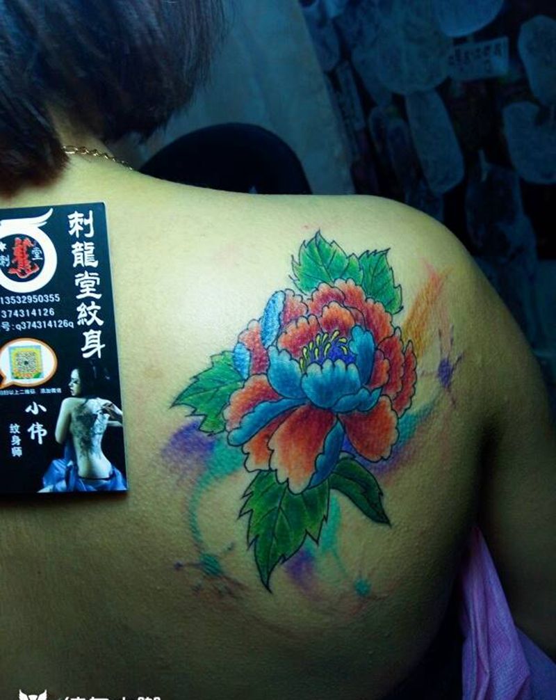 牡丹花纹身图片