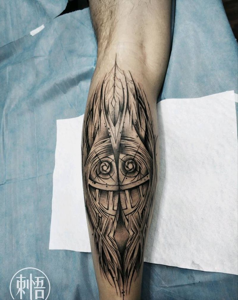 暗黑纹身图片_水彩点刺纹身图案