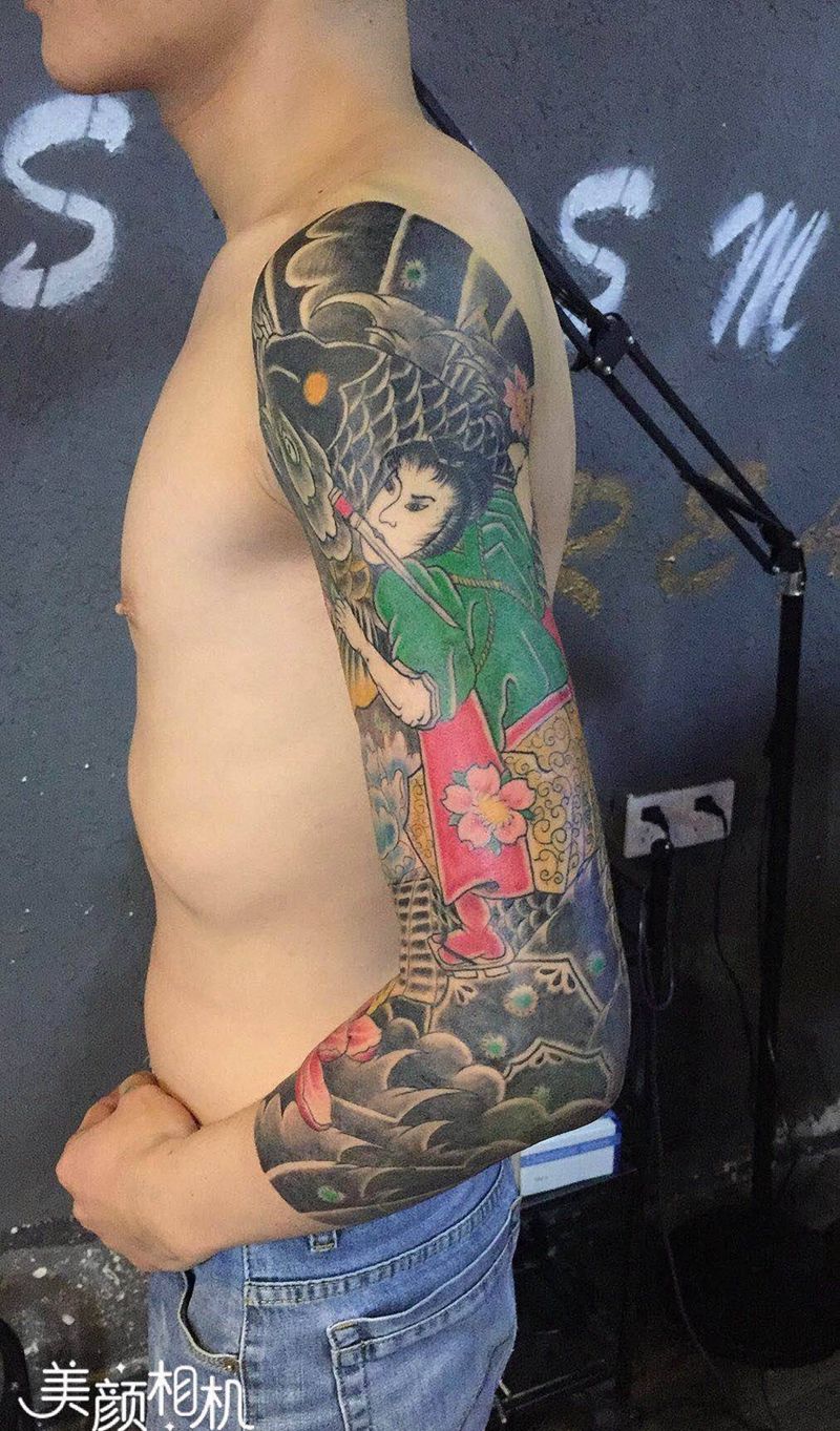 七分袖纹身图片