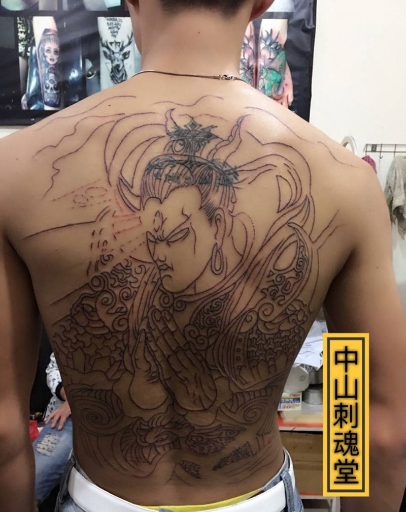 二狼神下次上色纹身图片