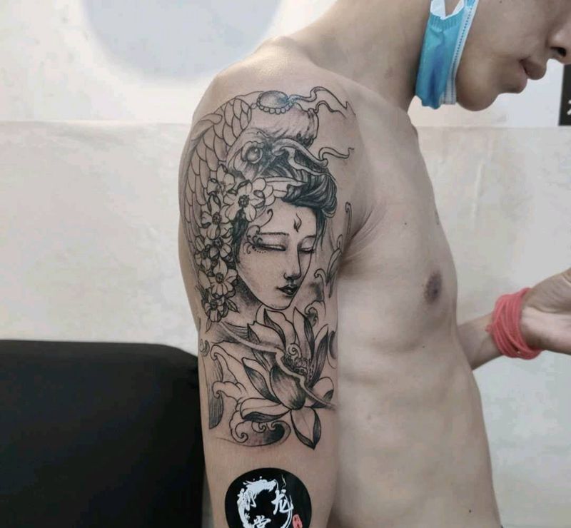 艺伎纹身图片_手臂纹身图案
