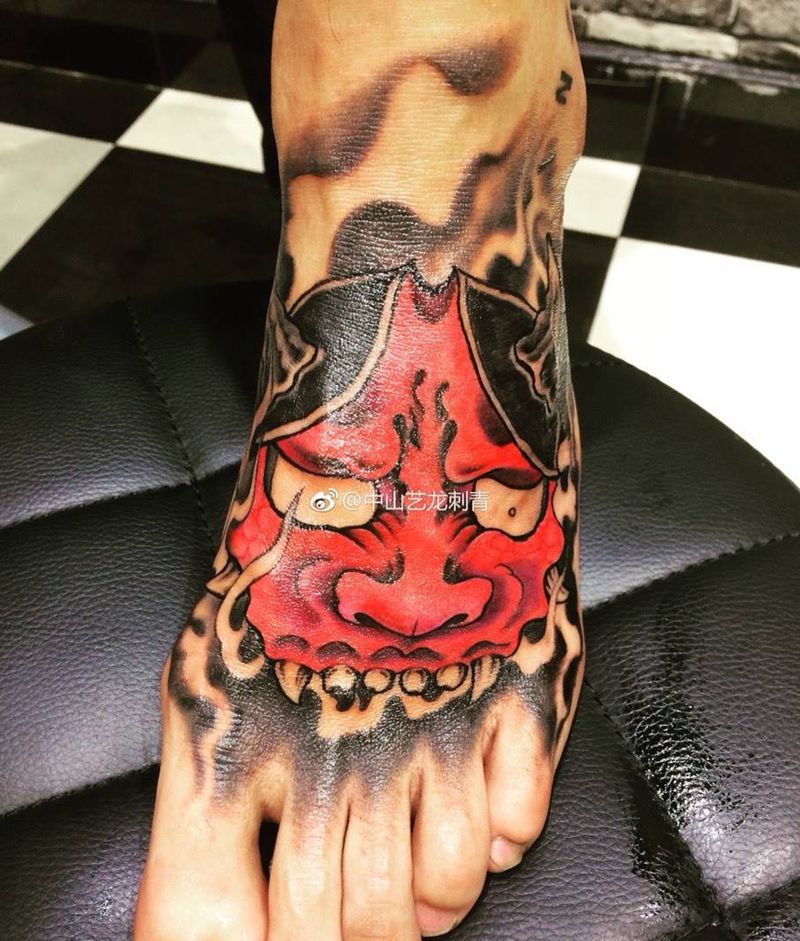 New school 般若纹身图片_成品脚部欧美传统鬼神原创纹身图案