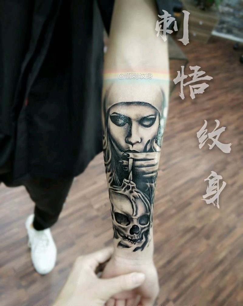 欧美拼接小臂纹身图片