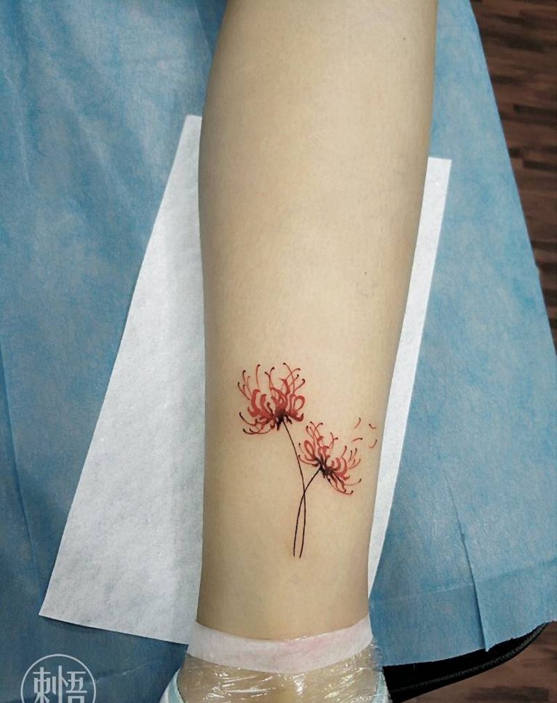 曼珠沙华纹身图片_脚部纹身图案