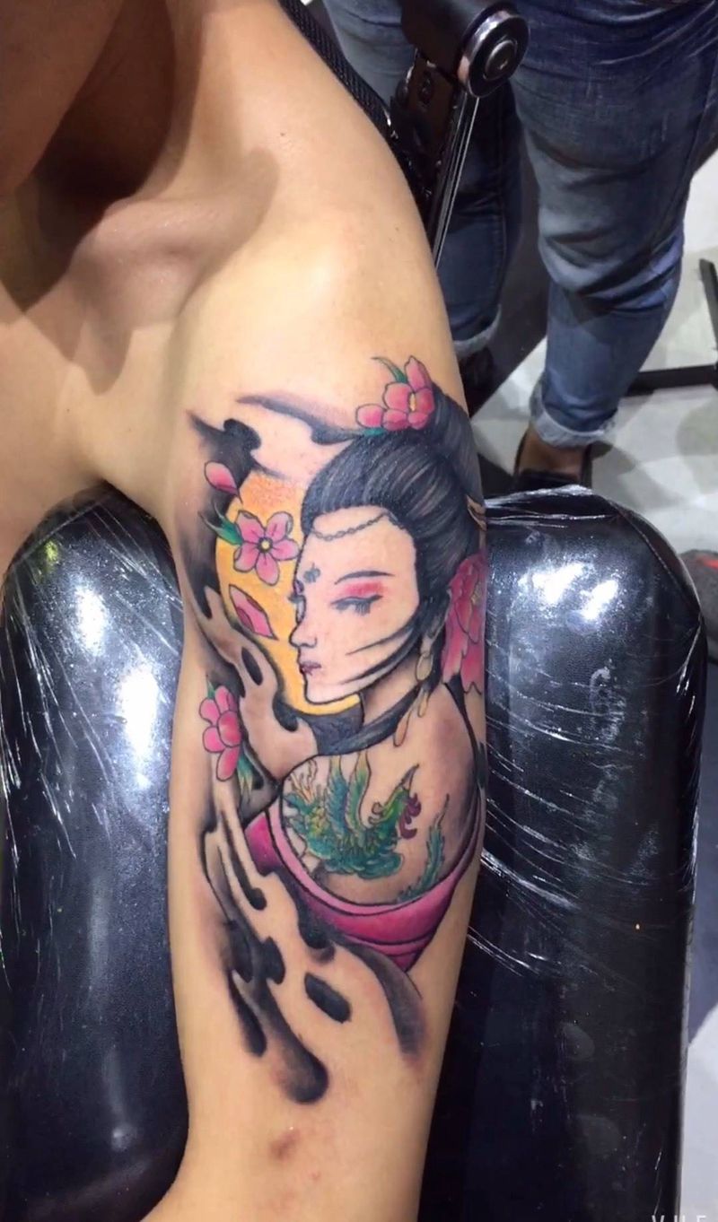 修改的艺妓纹身图片