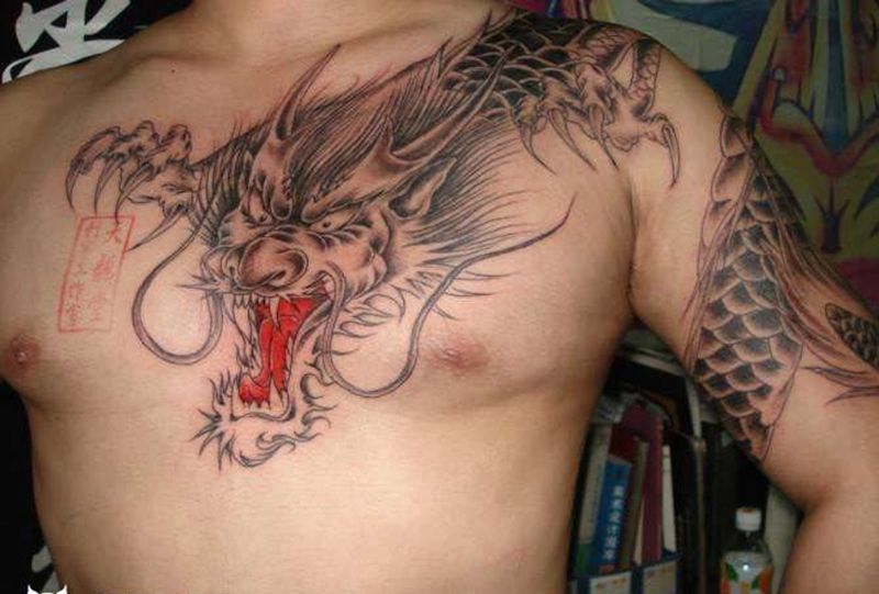 过肩龙纹身图片