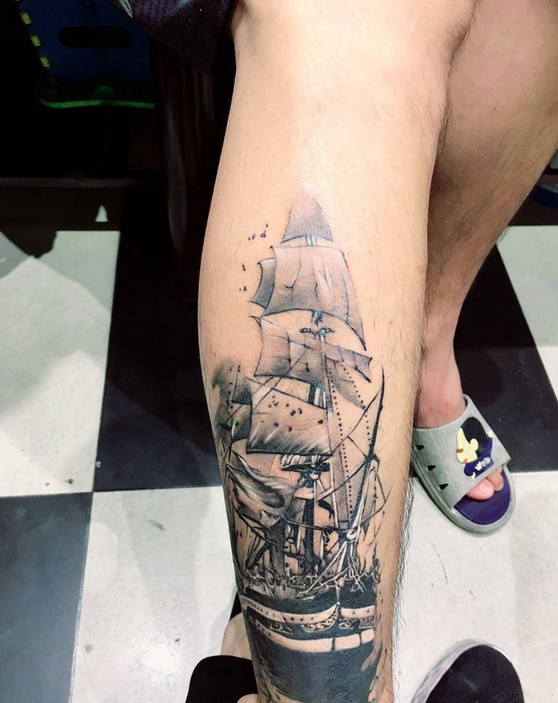 恢复后的帆船纹身图片