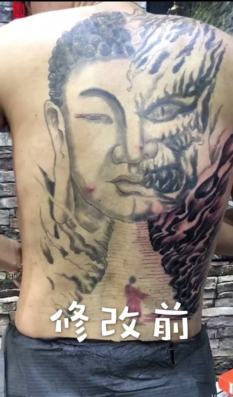 修改作品（佛与魔）纹身图片
