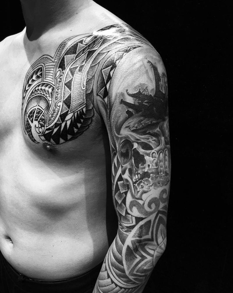 根据纹友要求原创的（玛雅）纹身图片