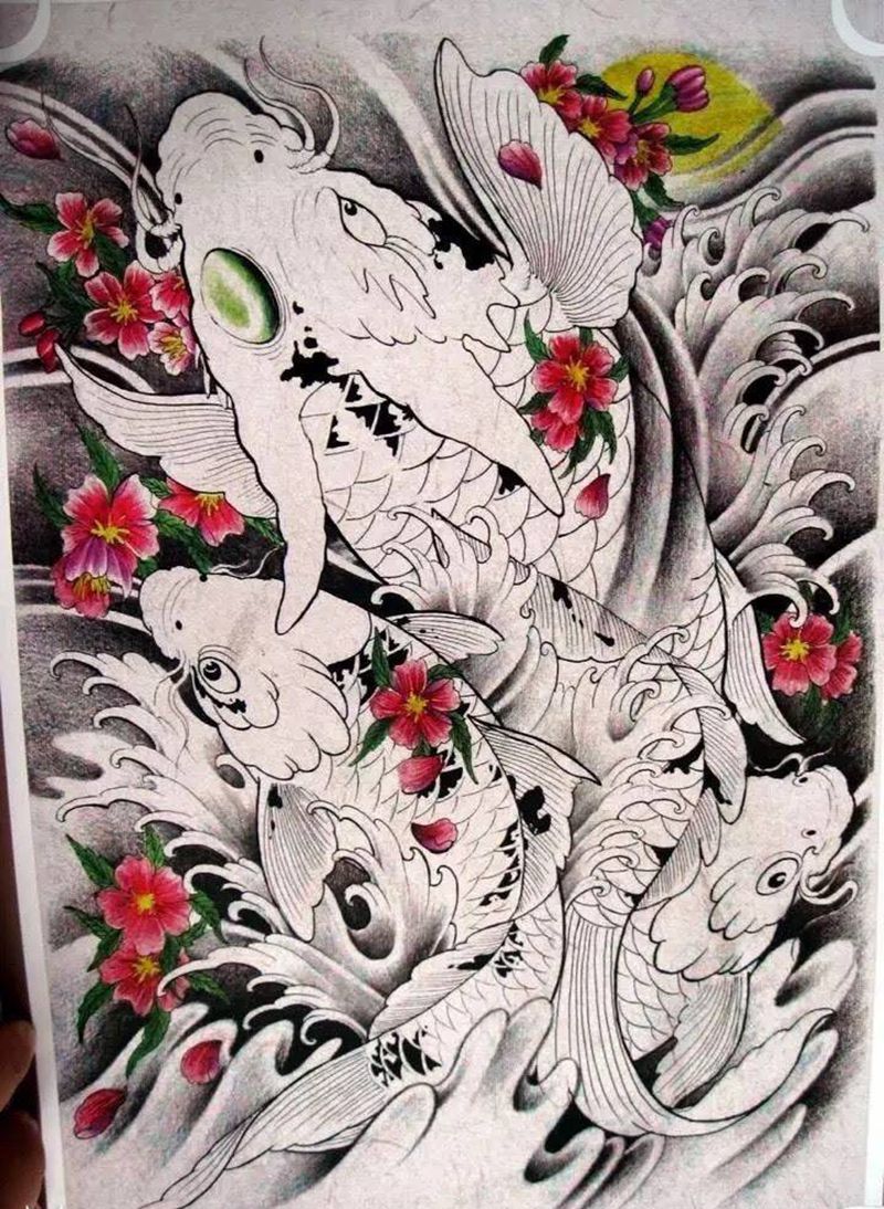 招财锦鲤纹身图片