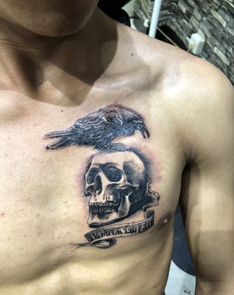 敢死队纹身图片_胸部欧美写实纹身图案