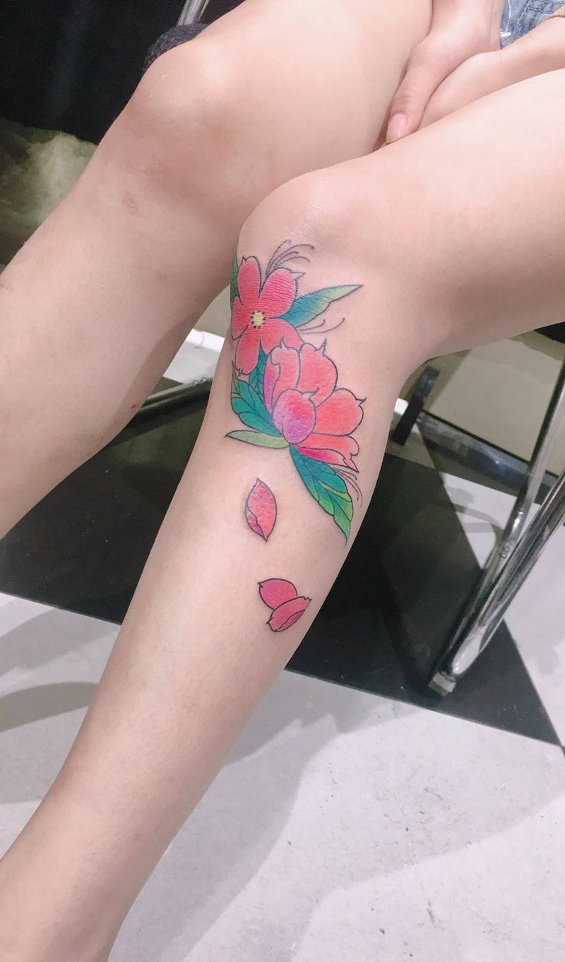 樱花遮盖疤痕纹身图片