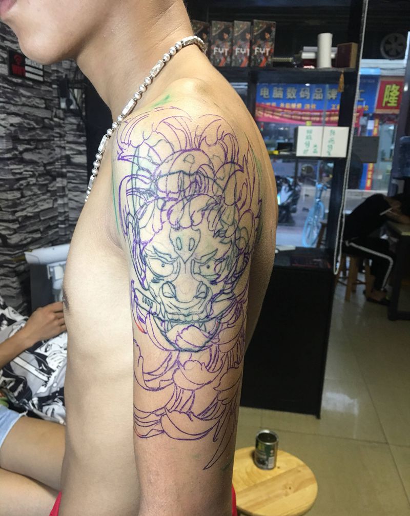 般若添加菊花纹身图片