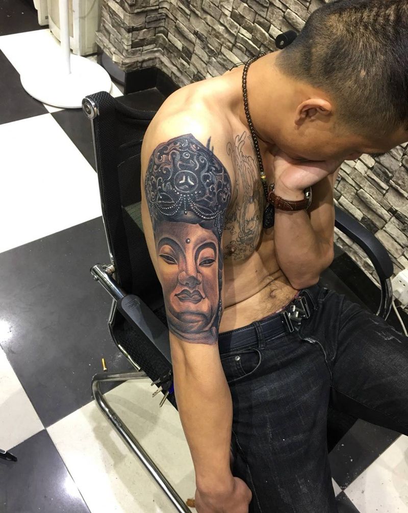 普贤菩萨遮盖老图腾纹身图片