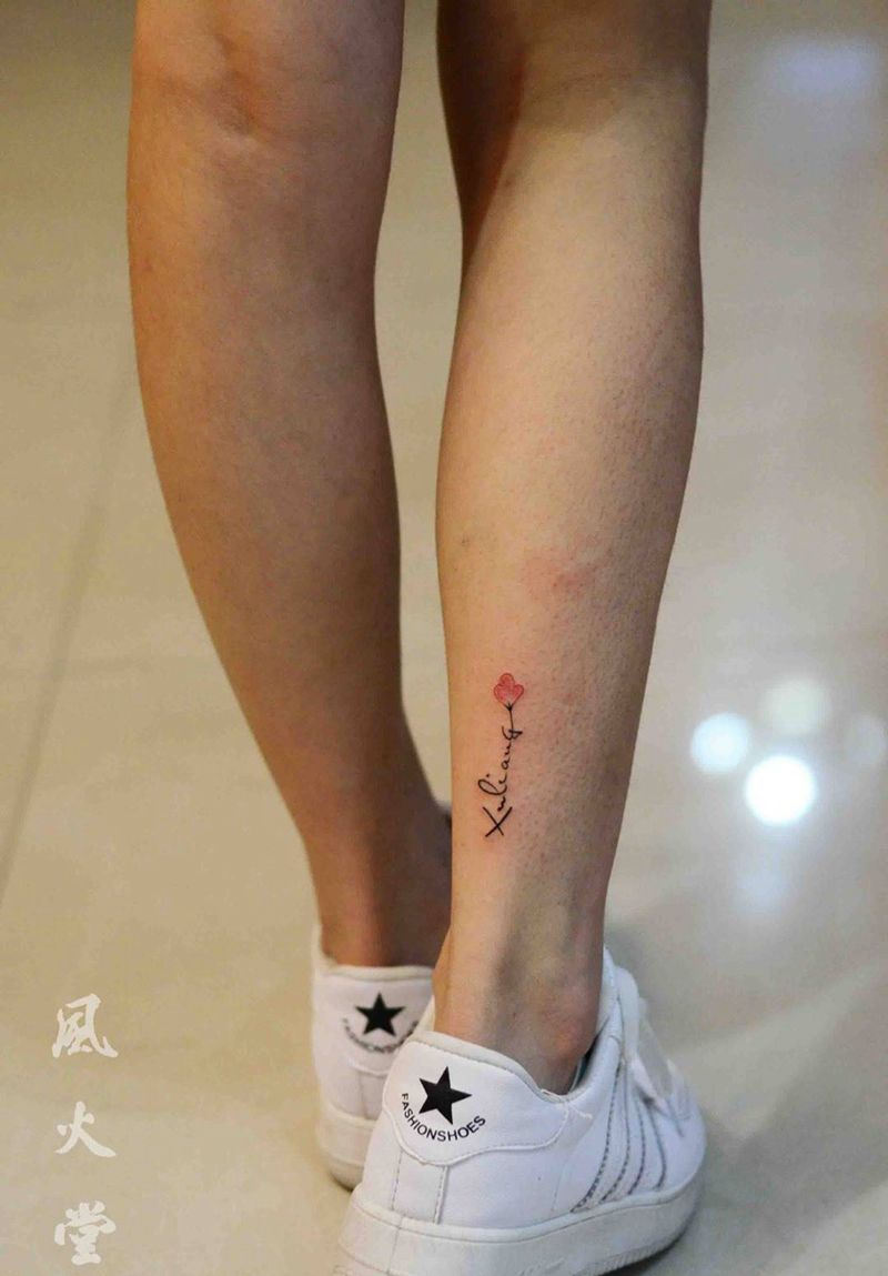 小长腿纹身图片_成品腿部清新字符纹身图案