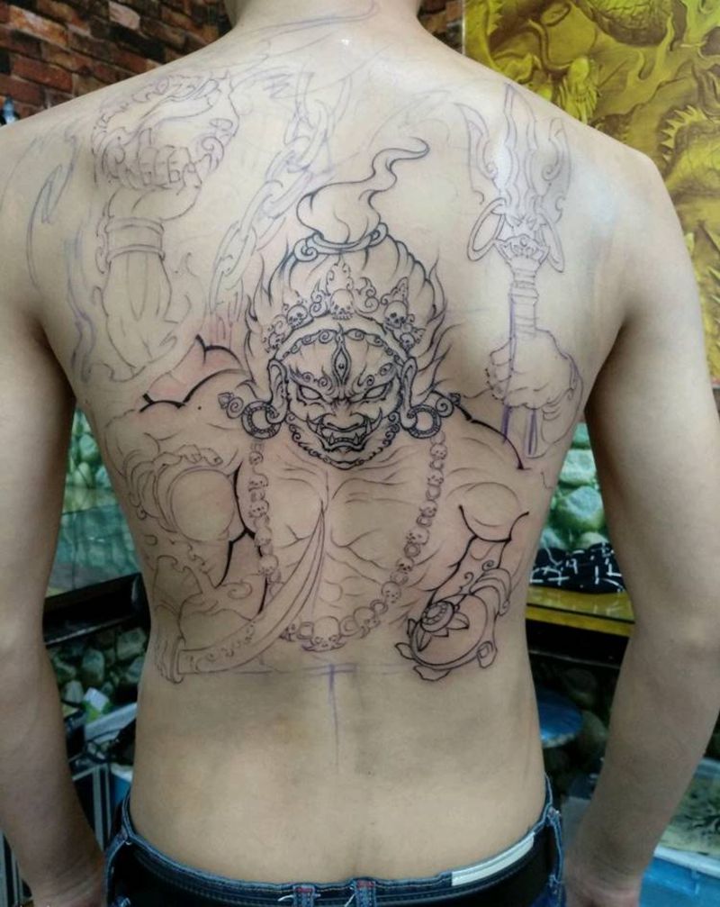 满背开始纹身图片
