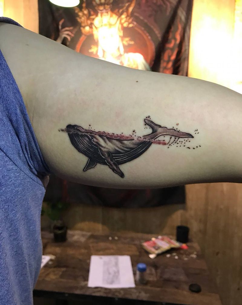 鲸纹身图片_成品手部清新动物纹身图案